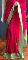Munga Silk Contrast Butta - Pink Green