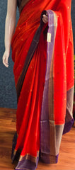 Munga Silk Contrast Butta - Orange Purple