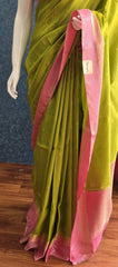 Munga Silk Contrast Butta - Green pink