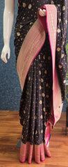 Banarasi Crepe Black Pink