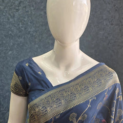 Jungla Mustard Banarasi Dola Silk Saree