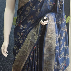 Jungla Mustard Banarasi Dola Silk Saree