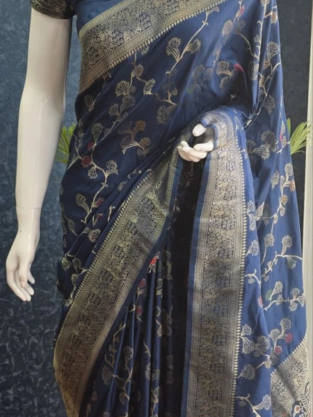 Jungla Mustard Banarasi Dola Silk Saree