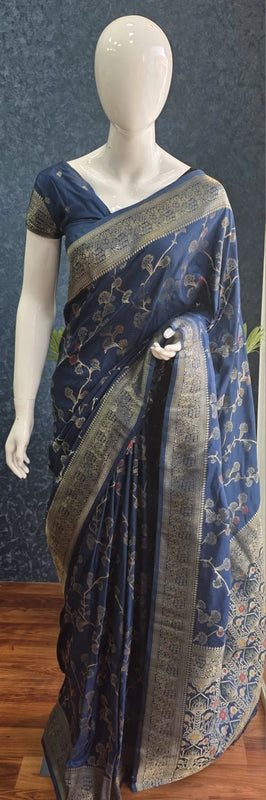 Jungla Mustard Banarasi Dola Silk Saree