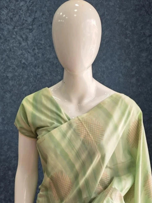 Premium Pista Green Semi Silk Saree
