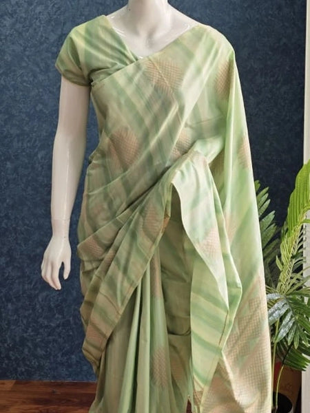 Premium Pista Green Semi Silk Saree
