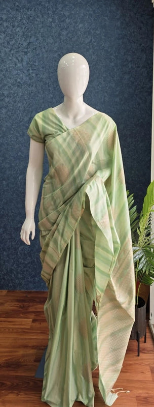 Premium Pista Green Semi Silk Saree