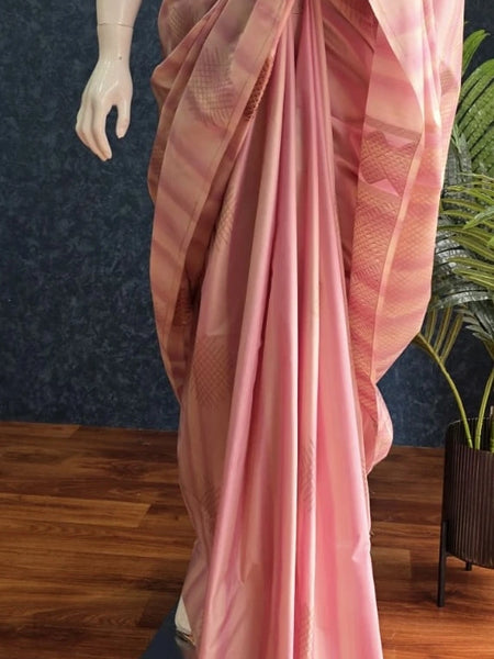 Premium  Pale pink Semi Silk Saree