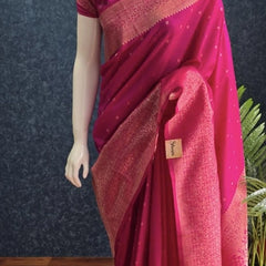Meenakari Pink Semi Raw Silk Saree