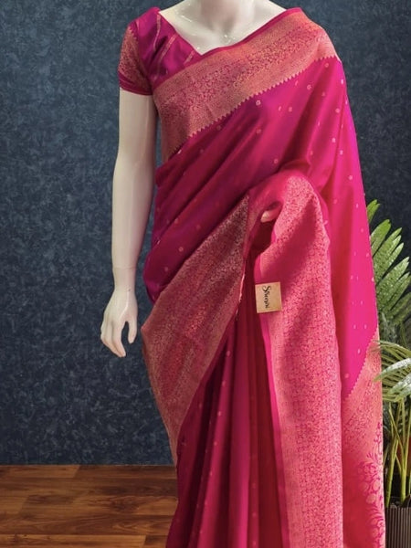 Meenakari Pink Semi Raw Silk Saree