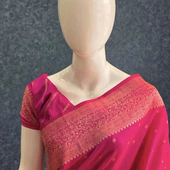 Meenakari Pink Semi Raw Silk Saree