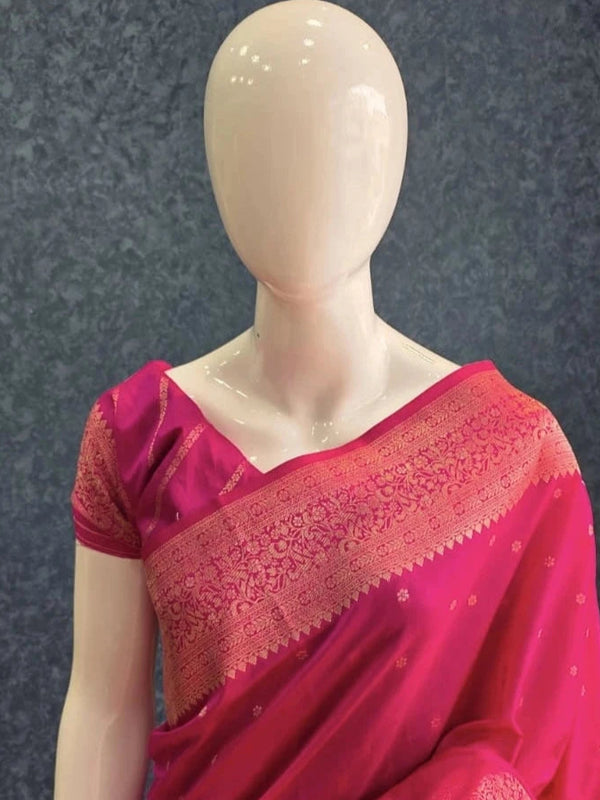 Meenakari Pink Semi Raw Silk Saree