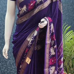 Soft Purple Semi Silk Saree