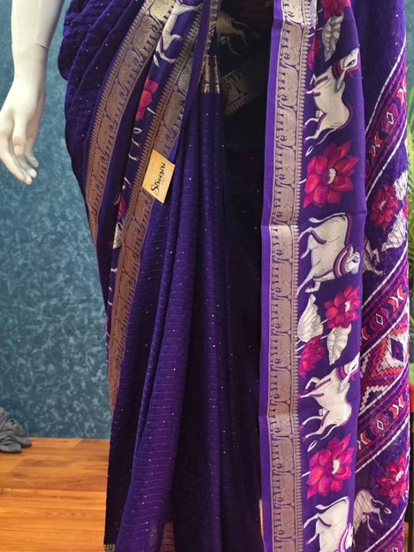 Soft Purple Semi Silk Saree