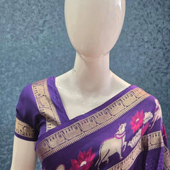 Soft Purple Semi Silk Saree