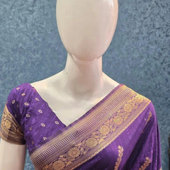 Bagalpuri Purple Semi Silk Saree