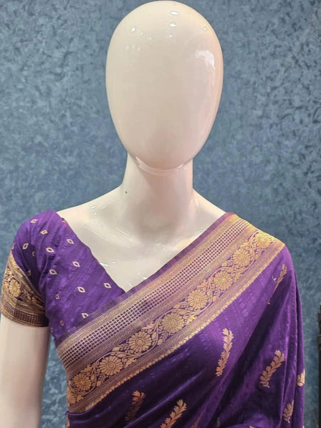 Bagalpuri Purple Semi Silk Saree