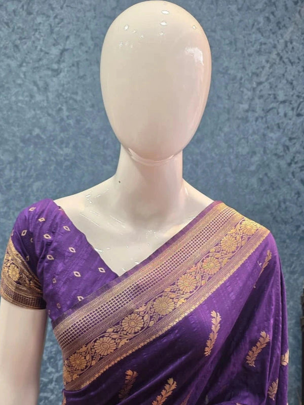 Bagalpuri Purple Semi Silk Saree