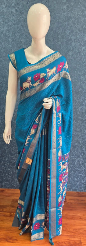 Soft  Silk Elephant Semi Saree
