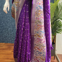 Bandhani  Purple Tussar Silk Saree