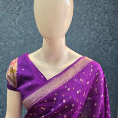 Bandhani  Purple Tussar Silk Saree