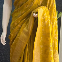 Premium Yellow Matka Silk Saree