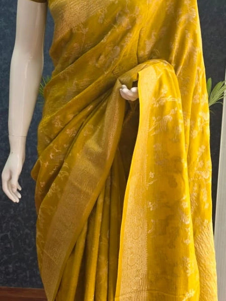 Premium Yellow Matka Silk Saree