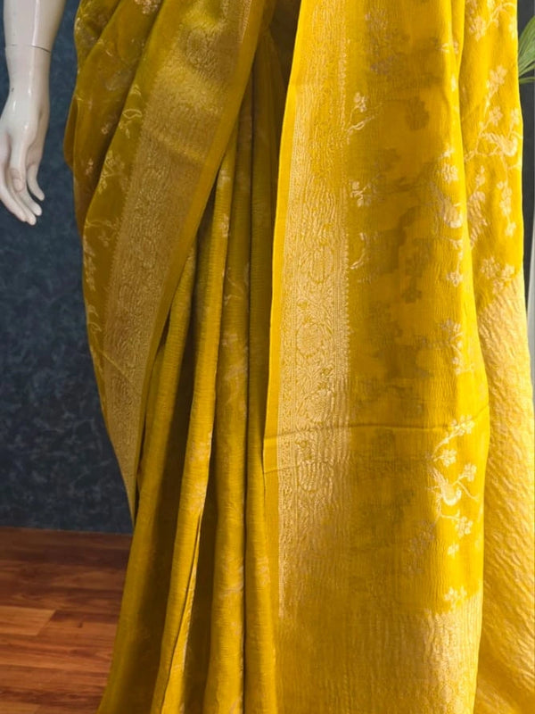 Premium Yellow Matka Silk Saree