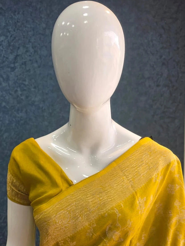 Premium Yellow Matka Silk Saree