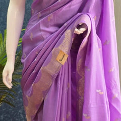Scallop Border Lavender Matka Silk Saree