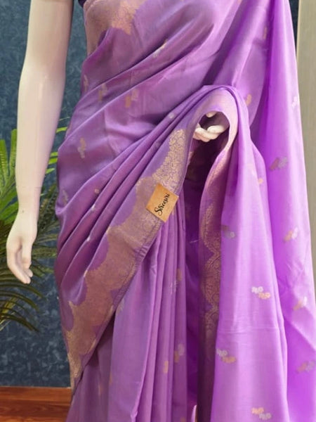 Scallop Border Lavender Matka Silk Saree