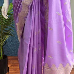 Scallop Border Lavender Matka Silk Saree