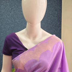Scallop Border Lavender Matka Silk Saree