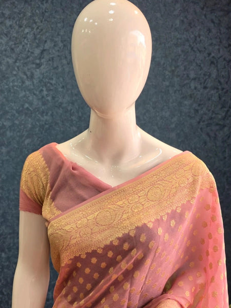 Khaddi Georgette Pure Banarasi Saree