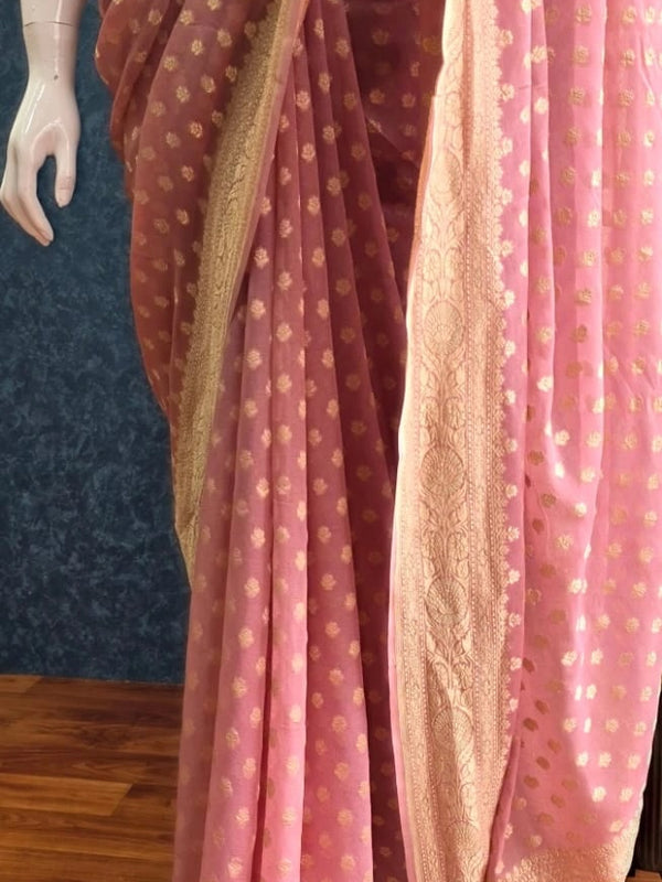 Khaddi Georgette Pure Banarasi Saree