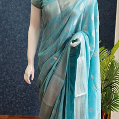 Sky Blue Pure Matka Silk Saree