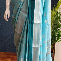 Sky Blue Pure Matka Silk Saree