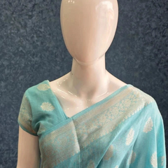 Sky Blue Pure Matka Silk Saree