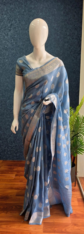 Pure Banarasi Matka Linen Silk Saree