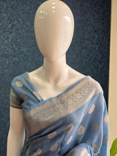 Pure Banarasi Matka Linen Silk Saree