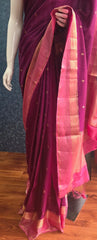 Munga Silk Contrast Butta - Wine Pink