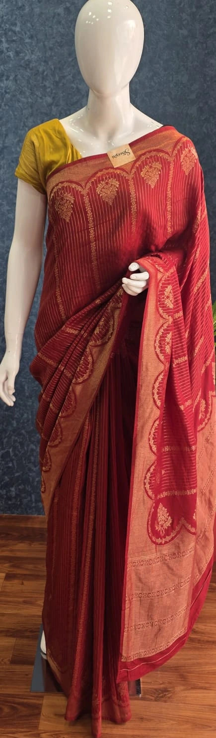 Moonga Silk Maroon-Yellow