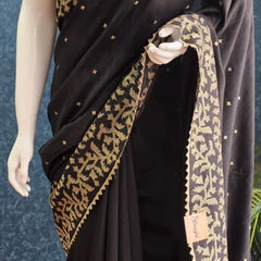 Self  Black Raw Silk Saree