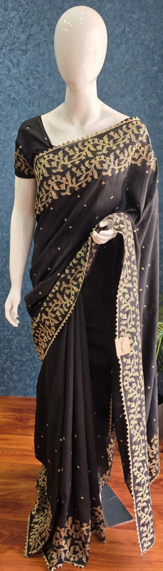 Self  Black Raw Silk Saree
