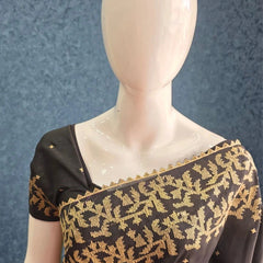 Self  Black Raw Silk Saree