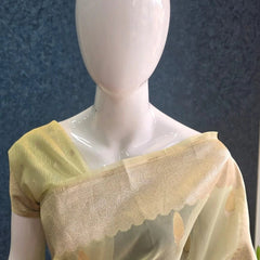 Kora Organza Light Pista Green Banarasi Saree