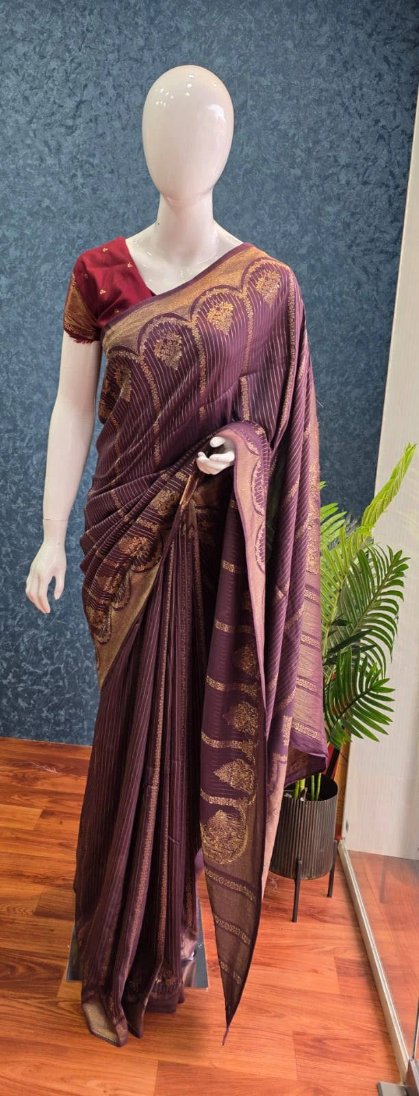 Moonga Silk - Purple  & Maroon