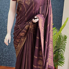 Soft Purple Maroon Semi Silk Saree