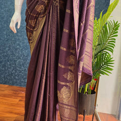 Soft Purple Maroon Semi Silk Saree