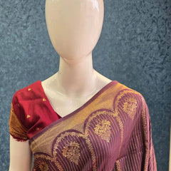 Soft Purple Maroon Semi Silk Saree